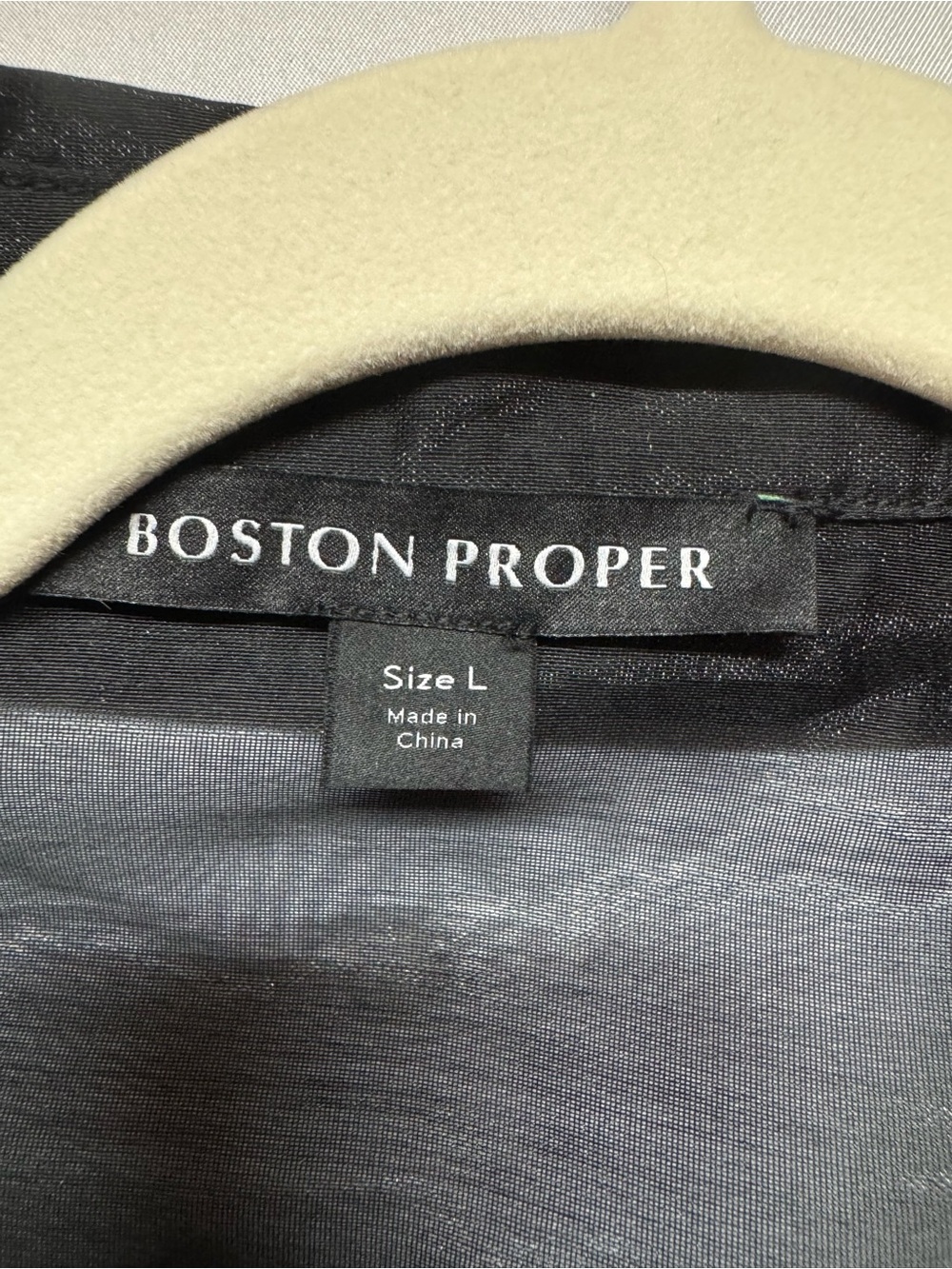 Boston Proper Black Sheer Pearl Embellished Button Down Blouse LG Goth Romantic - Picture 8 of 13